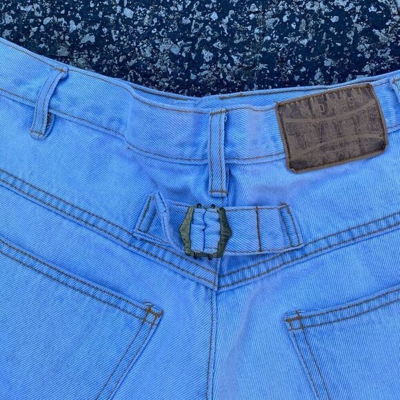 Vintage Y2K Midwest Traders Light Wash Back Buckle High Rise Denim Jean Jorts Sh - Picture 4 of 5